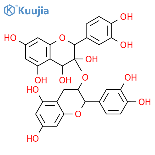 2-(3,4-dihydroxy-phenyl)-3-[2-(3,4-dihydroxy-phenyl)-5,7-dihydroxy-chroman-3-yloxy]-chroman-3,4,5,7-tetraol structure
