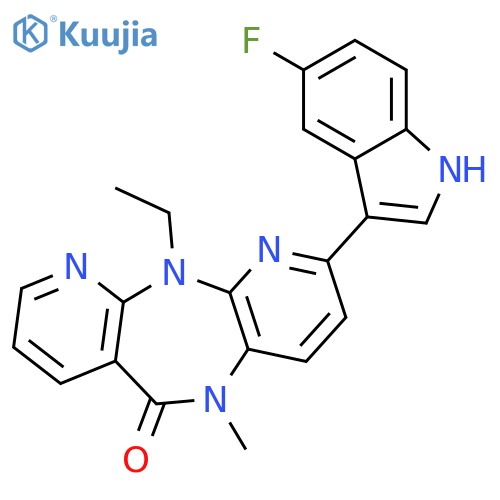 11-ethyl-2-(5-fluoro-1H-indol-3-yl)-5-methyl-5,11-dihydro-6H-dipyrido[3,2-b:2',3'-e][1,4]diazepin-6-one structure