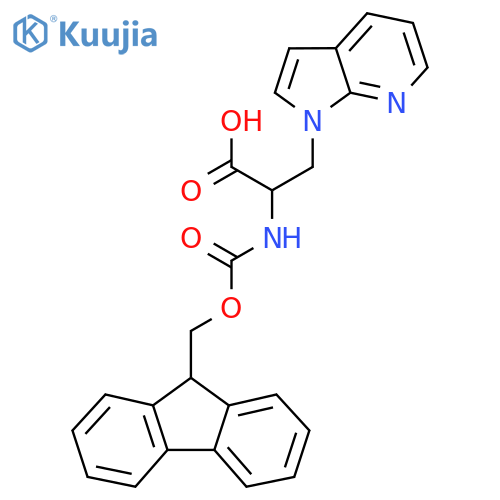 2-({(9H-fluoren-9-yl)methoxycarbonyl}amino)-3-{1H-pyrrolo2,3-bpyridin-1-yl}propanoic acid structure