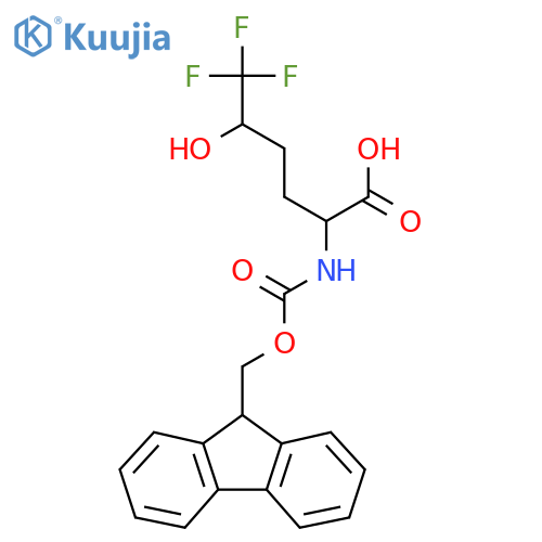2-(9H-fluoren-9-ylmethoxycarbonylamino)-6,6,6-trifluoro-5-hydroxyhexanoic acid structure