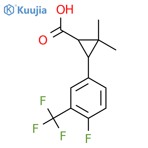 3-4-fluoro-3-(trifluoromethyl)phenyl-2,2-dimethylcyclopropane-1-carboxylic acid structure