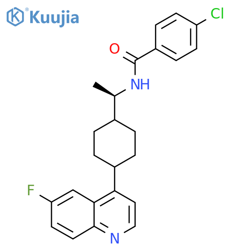 4-Chloro-N-[(1R)-1-[4-(6-fluoroquinolin-4-yl)cyclohexyl]ethyl]benzamide structure