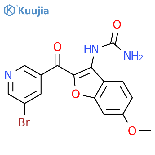 Urea, [2-[(5-bromo-3-pyridinyl)carbonyl]-6-methoxy-3-benzofuranyl]- structure