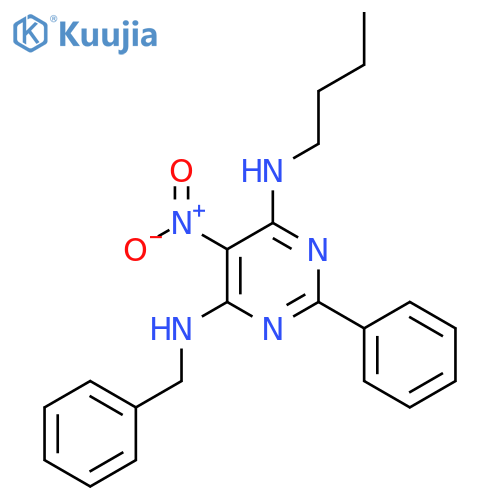 4,6-Pyrimidinediamine, N-butyl-5-nitro-2-phenyl-N'-(phenylmethyl)- structure