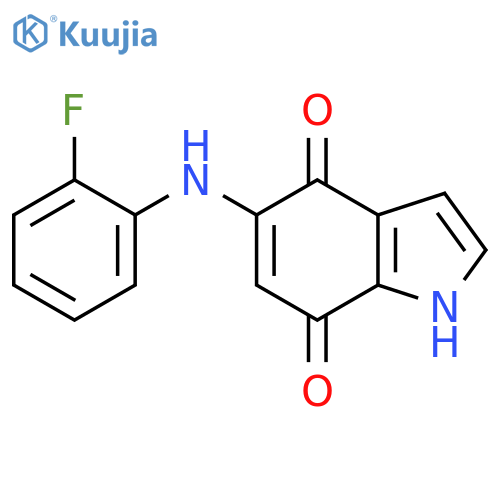 1H-Indole-4,7-dione, 5-[(2-fluorophenyl)amino]- structure