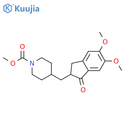 Methyl 4-((5,6-dimethoxy-1-oxo-2,3-dihydro-1H-inden-2-yl)methyl)piperidine-1-carboxylate structure