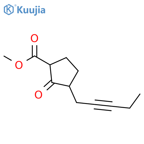 Cyclopentanecarboxylic acid, 2-oxo-3-(2-pentynyl)-, methyl ester structure