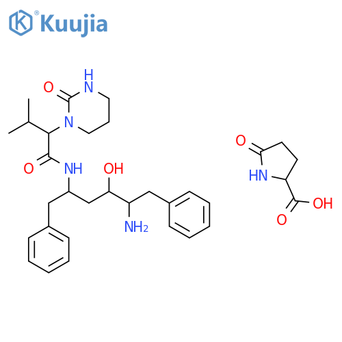 N-(4-Amino-1-benzyl-3-hydroxy-5-phenyl-pentyl)-3-methyl-2-(2-oxo-tetrahydro-pyrimidin-1-yl)-butyramide5-oxopyrrolidine-2-carboxylicacid structure