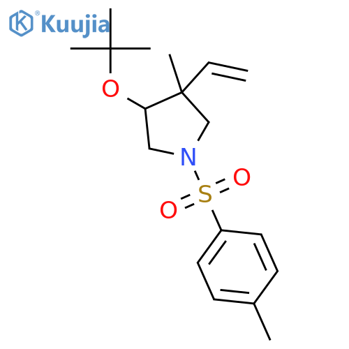 Pyrrolidine, 4-(1,1-dimethylethoxy)-3-ethenyl-3-methyl-1-[(4-methylphenyl)sulfonyl]-, (3R,4R)-rel- structure