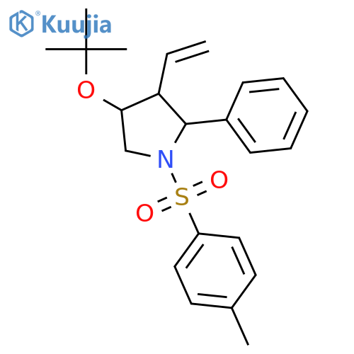 Pyrrolidine, 4-(1,1-dimethylethoxy)-3-ethenyl-1-[(4-methylphenyl)sulfonyl]-2-phenyl-, (2R,3R,4R)-rel- structure