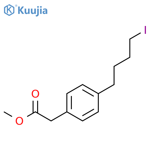 Benzeneacetic acid, 4-(4-iodobutyl)-, methyl ester structure