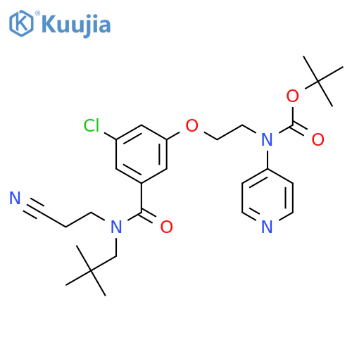 CARBAMIC ACID, [2-[3-CHLORO-5-[[(2-CYANOETHYL)(2,2-DIMETHYLPROPYL)AMINO]CARBONYL]PHENOXY]ETHYL]-4-PYRIDINYL-, 1,1-DIMETHYLETHYL ESTER structure
