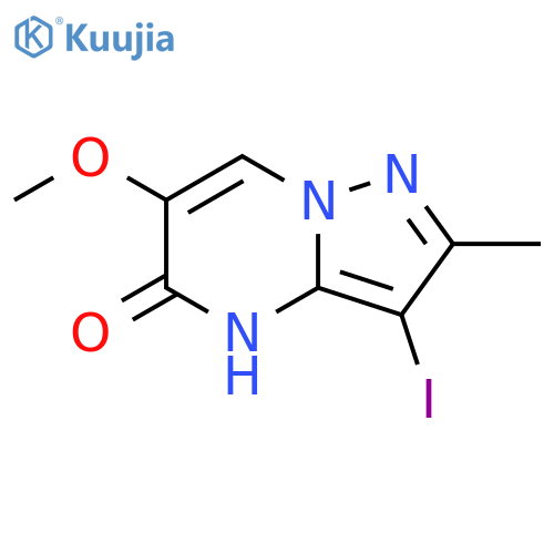 3-iodo-6-methoxy-2-methyl-4H,5H-pyrazolo1,5-apyrimidin-5-one structure