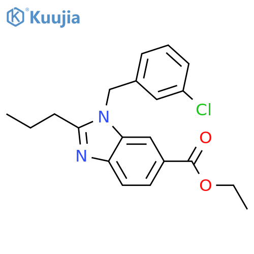 1H-BENZIMIDAZOLE-6-CARBOXYLIC ACID, 1-[(3-CHLOROPHENYL)METHYL]-2-PROPYL-, ETHYL ESTER structure