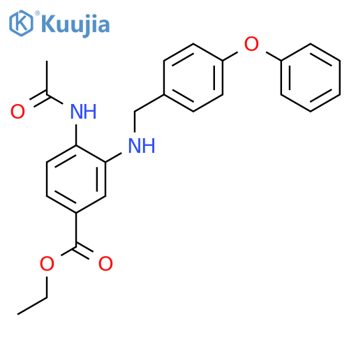 BENZOIC ACID, 4-(ACETYLAMINO)-3-[[(4-PHENOXYPHENYL)METHYL]AMINO]-, ETHYL ESTER structure