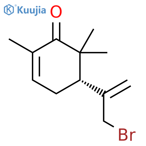 2-Cyclohexen-1-one, 5-[1-(bromomethyl)ethenyl]-2,6,6-trimethyl-, (5R)- structure
