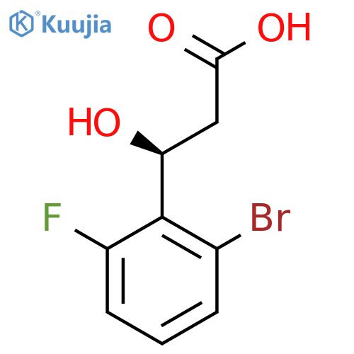 (3S)-3-(2-bromo-6-fluorophenyl)-3-hydroxypropanoic acid structure