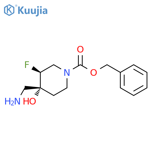 Trans-benzyl 4-(aminomethyl)-3-fluoro-4-hydroxypiperidine-1-carboxylate structure