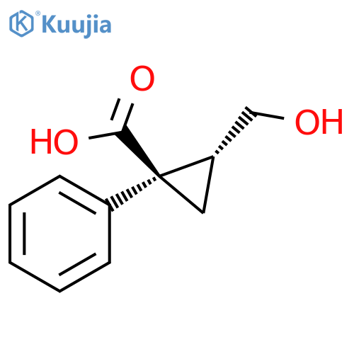 (1R,2R)-2-(Hydroxymethyl)-1-phenylcyclopropanecarboxylic acid structure