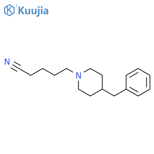 1-Piperidinepentanenitrile, 4-(phenylmethyl)- structure