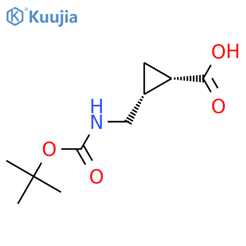 (1S,2R)-2-[(tert-butoxycarbonylamino)methyl]cyclopropanecarboxylic acid structure