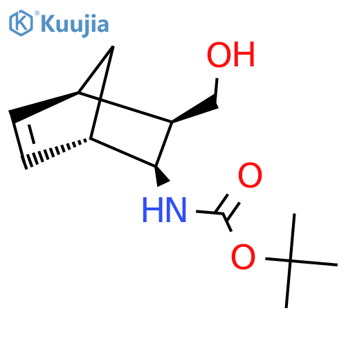 rac-tert-butyl N-(1R,2R,3S,4S)-3-(hydroxymethyl)bicyclo2.2.1hept-5-en-2-ylcarbamate structure