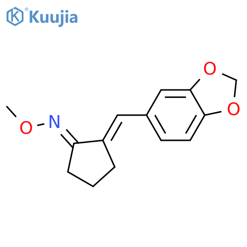 Cyclopentanone, 2-(1,3-benzodioxol-5-ylmethylene)-, O-methyloxime structure