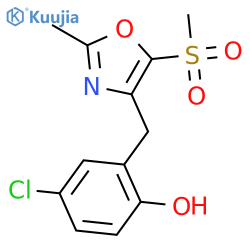 Phenol, 4-chloro-2-[[2-methyl-5-(methylsulfonyl)-4-oxazolyl]methyl]- structure