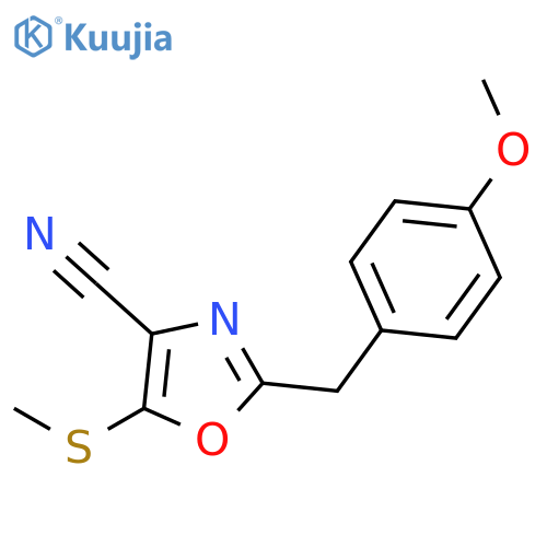 4-Oxazolecarbonitrile, 2-[(4-methoxyphenyl)methyl]-5-(methylthio)- structure
