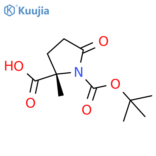 (2S)-1-tert-butoxycarbonyl-2-methyl-5-oxo-pyrrolidine-2-carboxylic acid structure