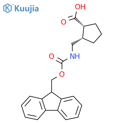 (1R,2S)-2-({(9H-fluoren-9-yl)methoxycarbonyl}amino)methylcyclopentane-1-carboxylic acid structure
