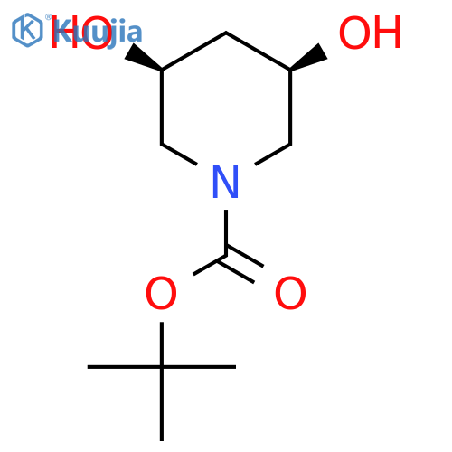 cis-3,5-Dihydroxy-piperidine-1-carboxylic acid tert-butyl ester structure