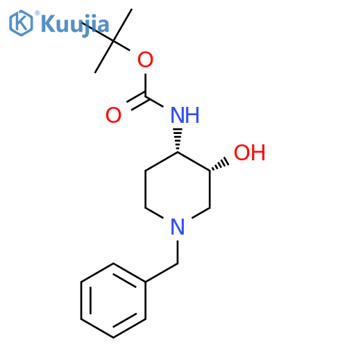 (3R,4S)-(1-Benzyl-3-hydroxy-piperidin-4-yl)-carbamic acid tert-butyl ester structure