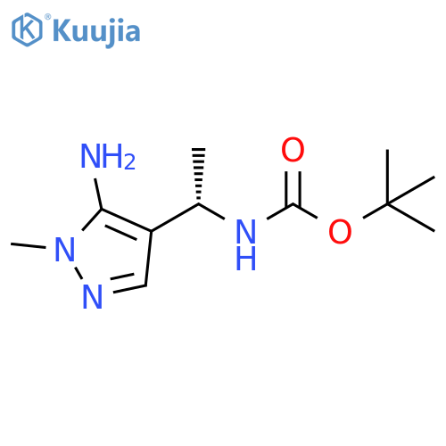 tert-butyl N-(1S)-1-(5-amino-1-methyl-1H-pyrazol-4-yl)ethylcarbamate structure