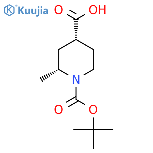 (2R,4R)-1-[(tert-butoxy)carbonyl]-2-methylpiperidine-4-carboxylic acid structure
