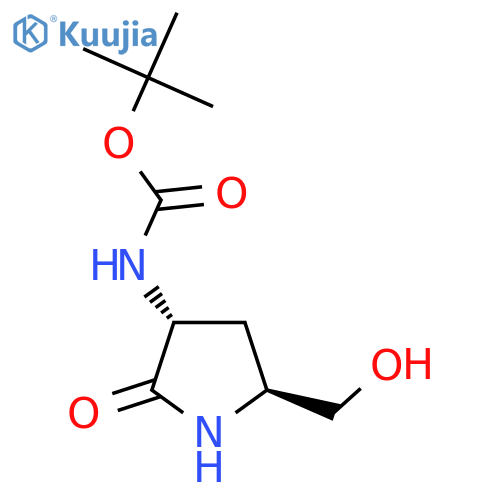 tert-butyl N-(3R,5S)-5-(hydroxymethyl)-2-oxopyrrolidin-3-ylcarbamate structure