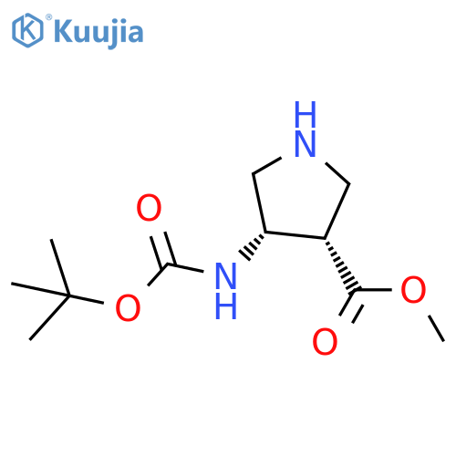3-Pyrrolidinecarboxylic acid, 4-[[(1,1-dimethylethoxy)carbonyl]amino]-, methyl ester, (3S,4S)- structure