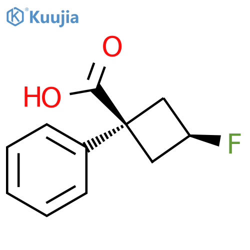 cis-3-fluoro-1-phenyl-cyclobutanecarboxylic acid structure