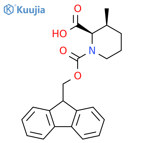 (2R,3S)-1-{(9H-fluoren-9-yl)methoxycarbonyl}-3-methylpiperidine-2-carboxylic acid structure