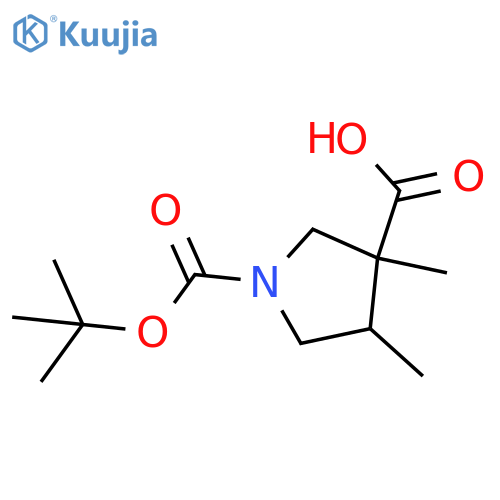 1-(tert-butoxy)carbonyl-3,4-dimethylpyrrolidine-3-carboxylic acid structure