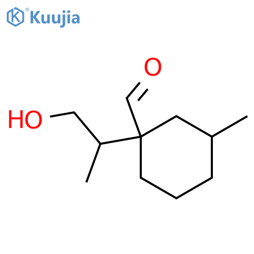1-(1-hydroxypropan-2-yl)-3-methylcyclohexane-1-carbaldehyde structure