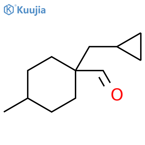 1-(cyclopropylmethyl)-4-methylcyclohexane-1-carbaldehyde structure