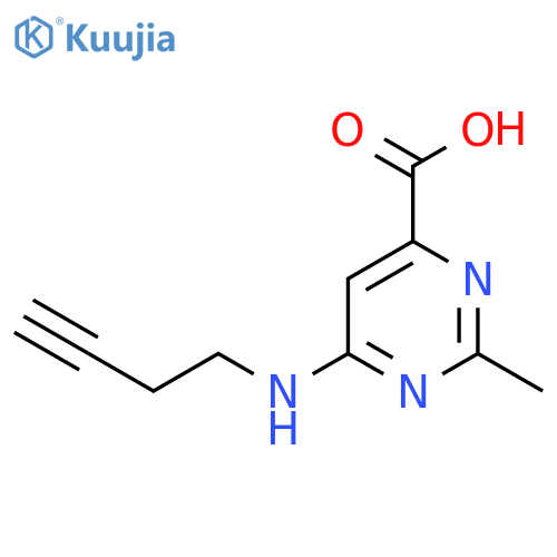6-(but-3-yn-1-yl)amino-2-methylpyrimidine-4-carboxylic acid structure