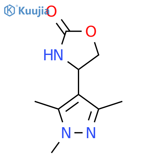 4-(trimethyl-1H-pyrazol-4-yl)-1,3-oxazolidin-2-one structure