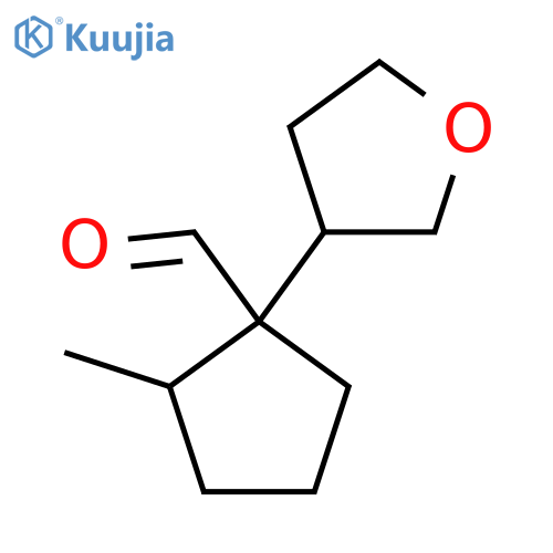 2-methyl-1-(oxolan-3-yl)cyclopentane-1-carbaldehyde structure