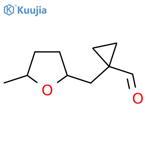 1-(5-methyloxolan-2-yl)methylcyclopropane-1-carbaldehyde structure