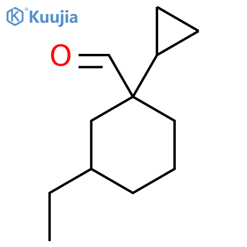 1-cyclopropyl-3-ethylcyclohexane-1-carbaldehyde structure