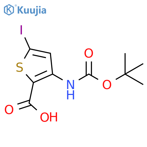 3-{(tert-butoxy)carbonylamino}-5-iodothiophene-2-carboxylic acid structure