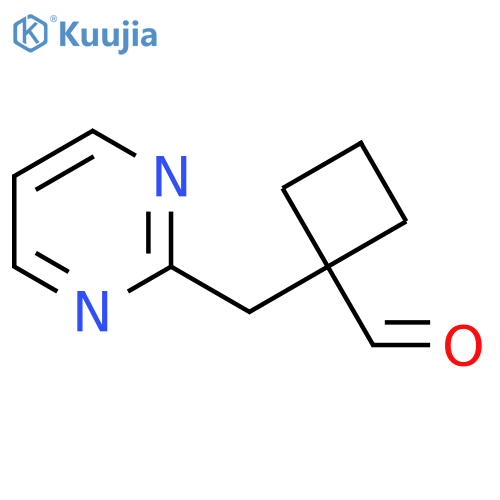 1-(pyrimidin-2-yl)methylcyclobutane-1-carbaldehyde structure