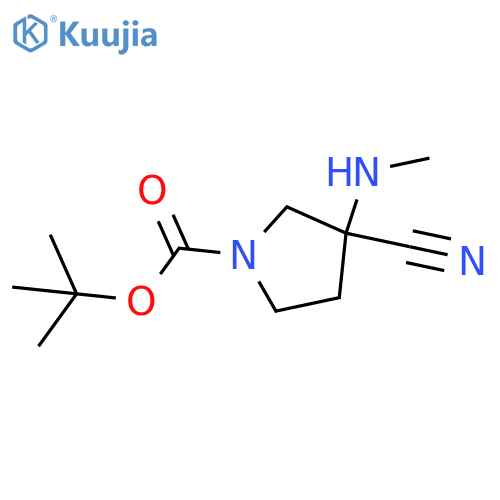 Tert-butyl 3-cyano-3-(methylamino)pyrrolidine-1-carboxylate structure